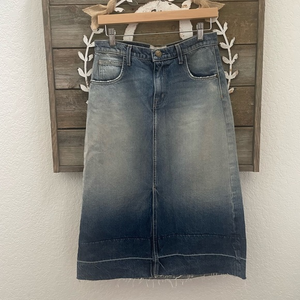 Current/Elliot The Stilt midi denim jean skirt frayed hem size 27‎ NWT